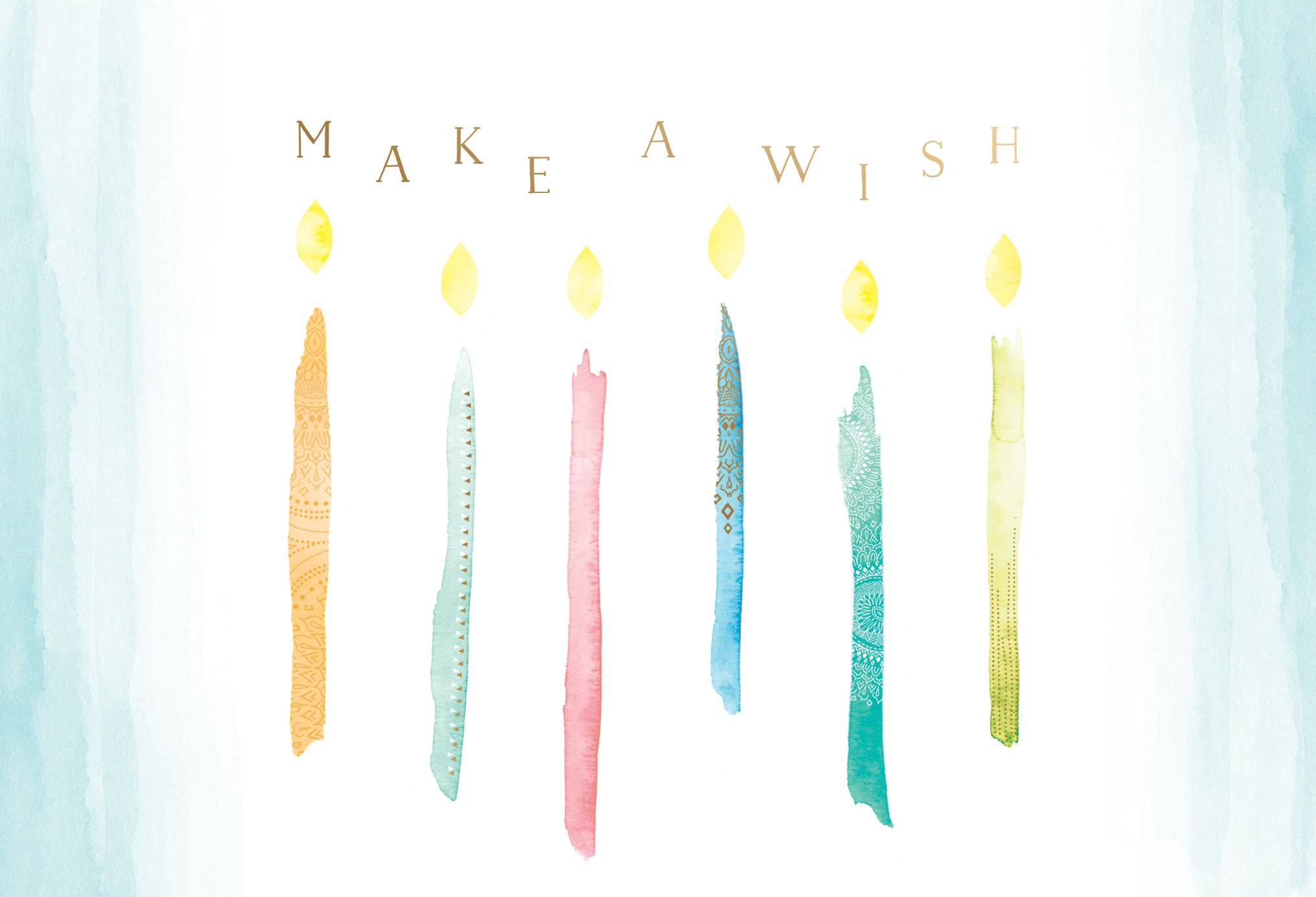 Pictura Make A Wish Candles birthday card featuring colorful candles and festive design on a white background.